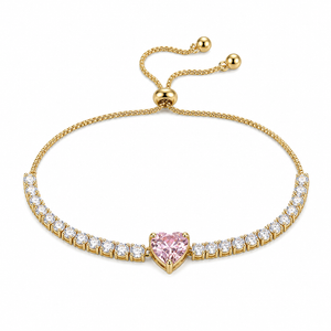 White background first image - Vintage Golden Coquette Heart Bracelet