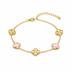 White background first image - Pastel Clover Dream Charm Bracelet
