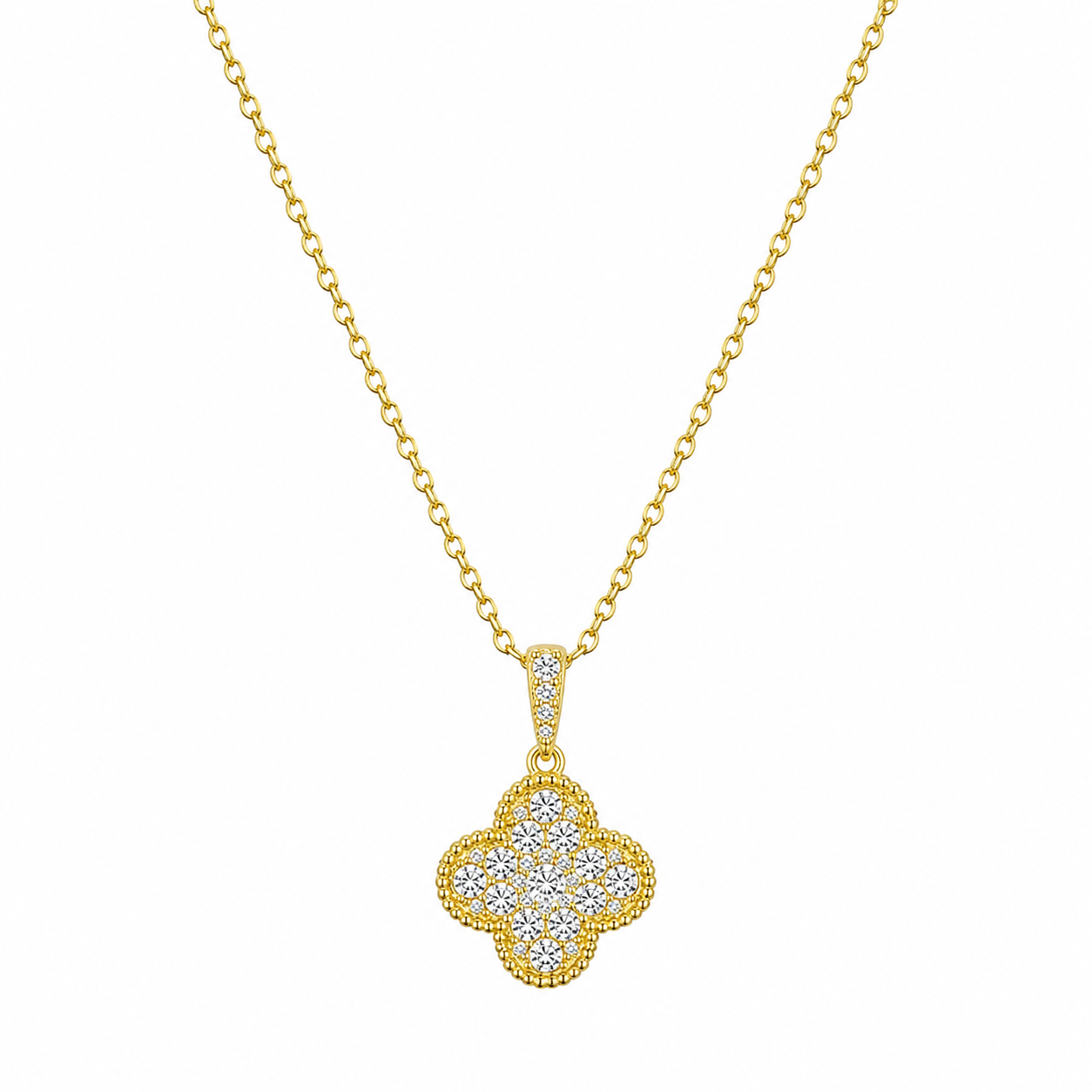 Zircon Clover Pendant Necklace
