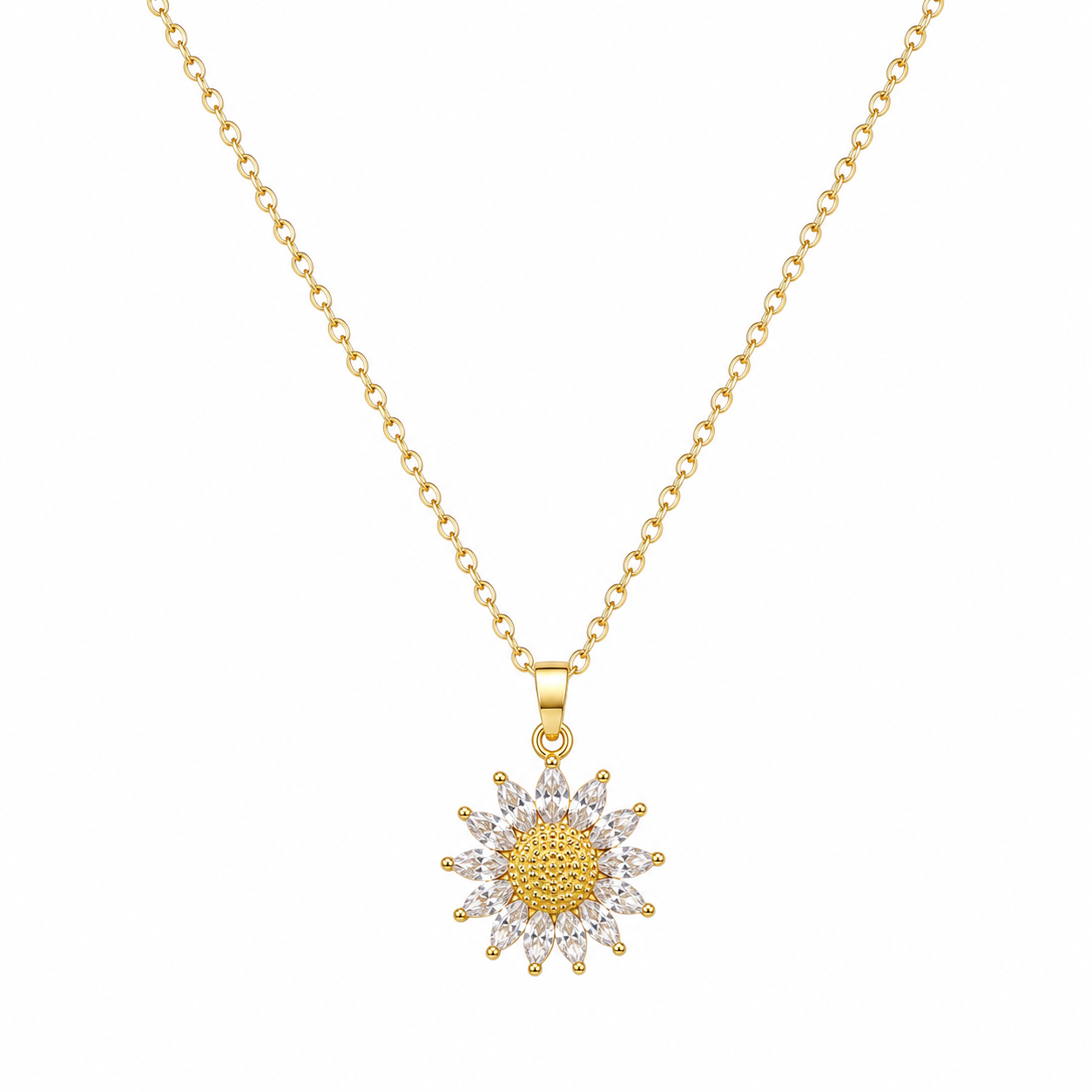 Sunflower Zircon Pendant Necklace