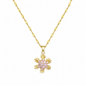 Pink Snowflake Pendant Necklace