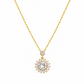 Round Sunburst Zircon Necklace