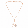 Double Heart Lariat Necklace
