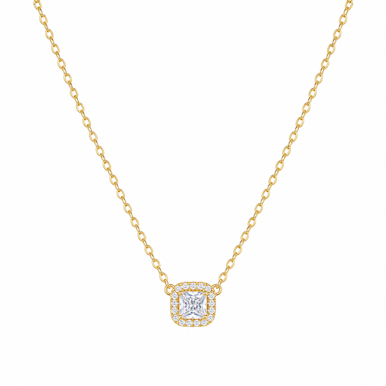 Square Zircon Pendant Necklace