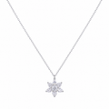Silver Flower Zircon Necklace
