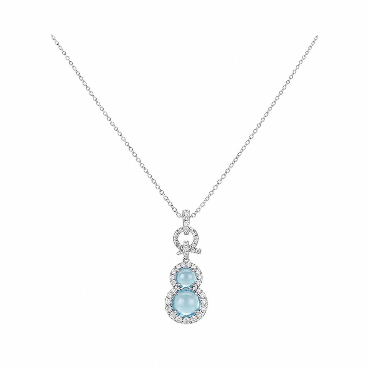 Blue Double Stone Pendant Necklace