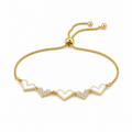White background first image - Pastel Enamel Hearts Slider Bracelet