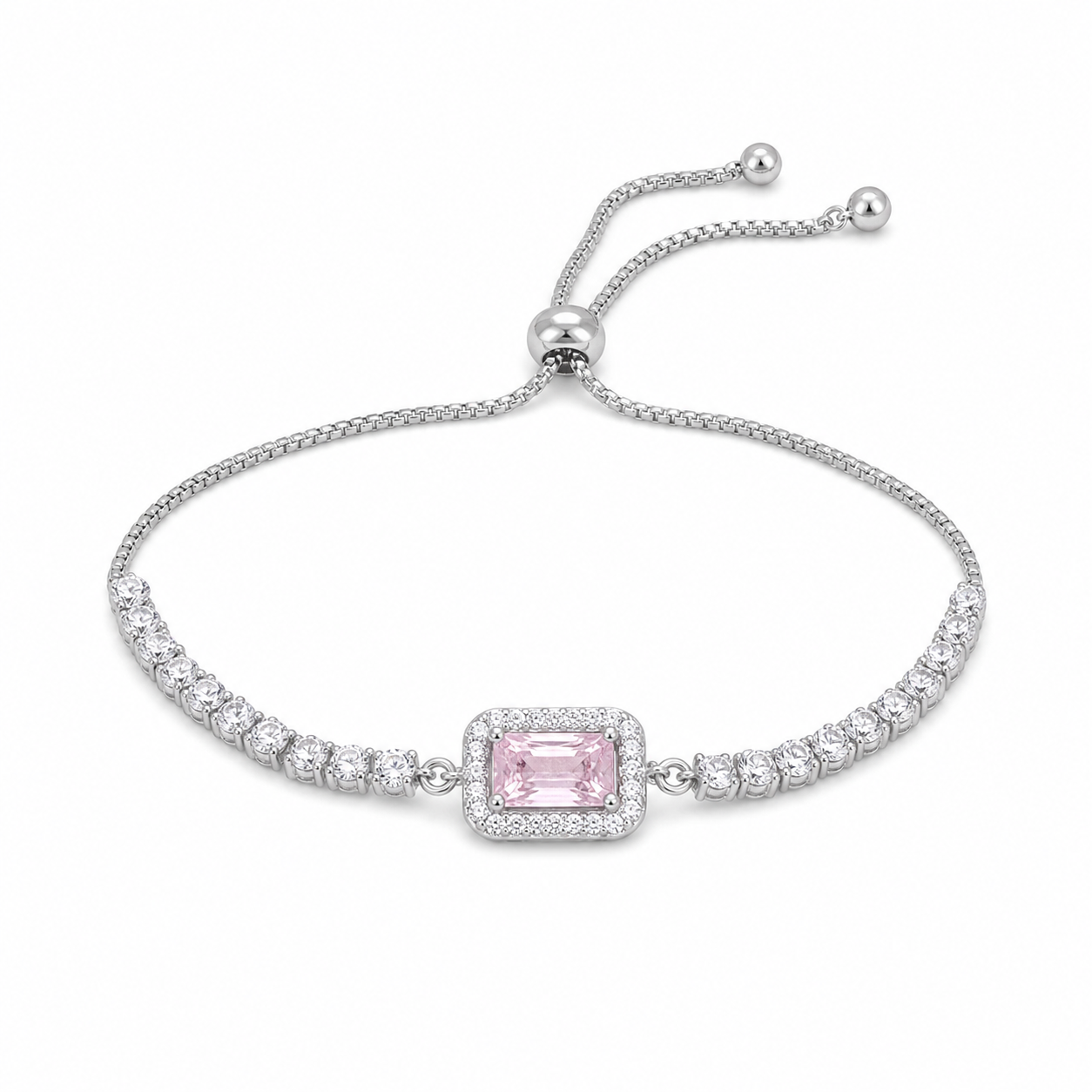 White background first image - Vintage Halo Gem Slider Bracelet