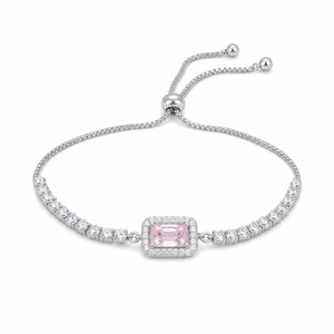 White background first image - Vintage Halo Gem Slider Bracelet