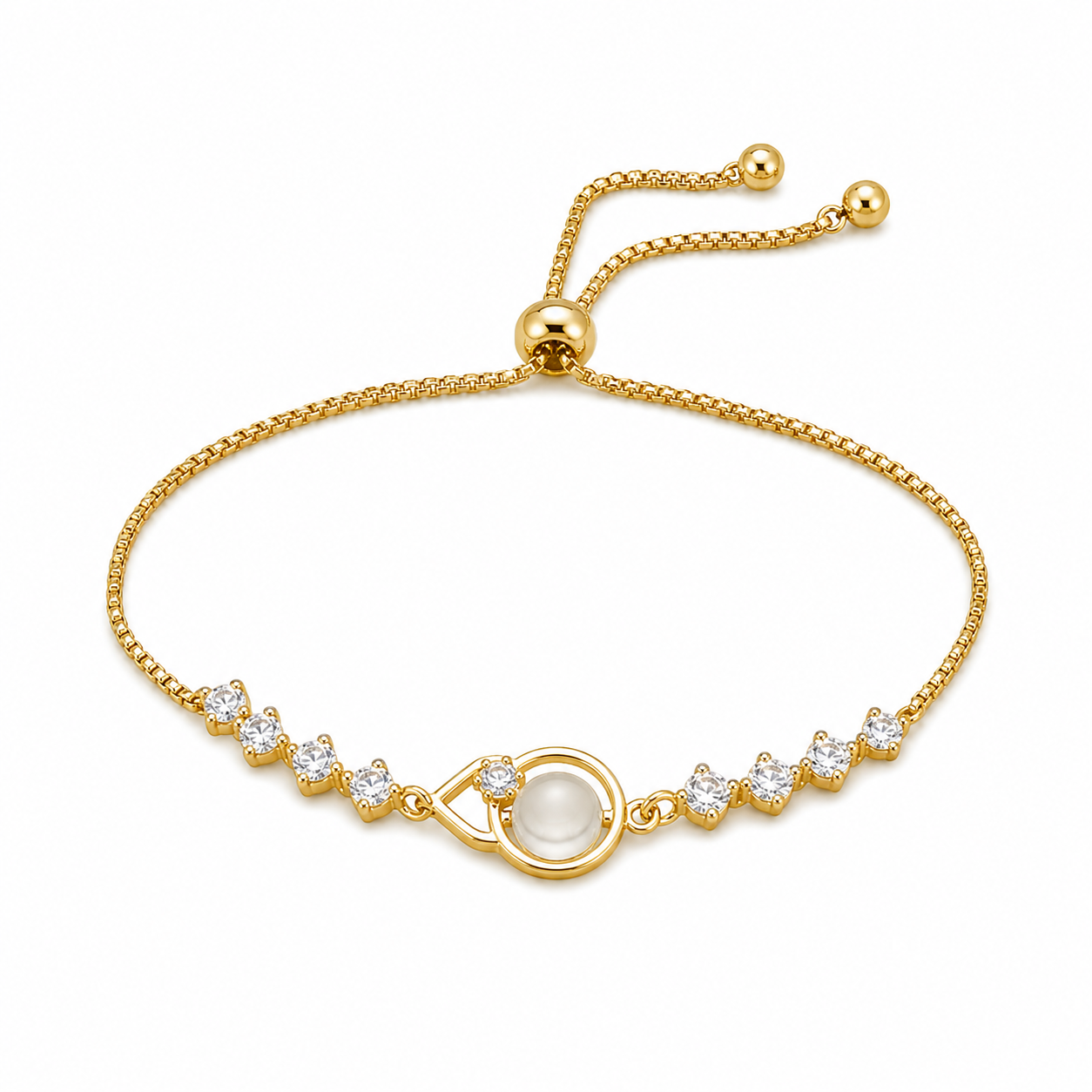 White background first image - Ethereal Moonstone Halo Bracelet