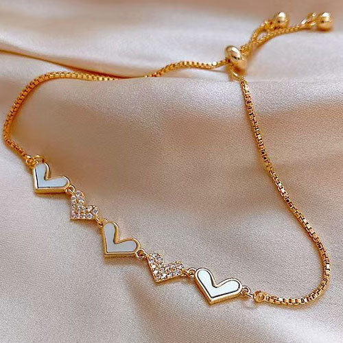 Pastel Enamel Hearts Slider Bracelet