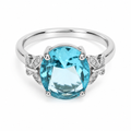 Aqua Halo Scroll Adjustable Ring white background product image