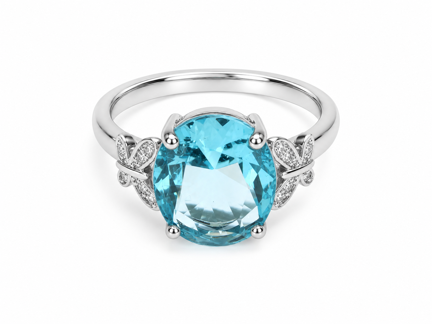 Aqua Halo Scroll Adjustable Ring white background product image