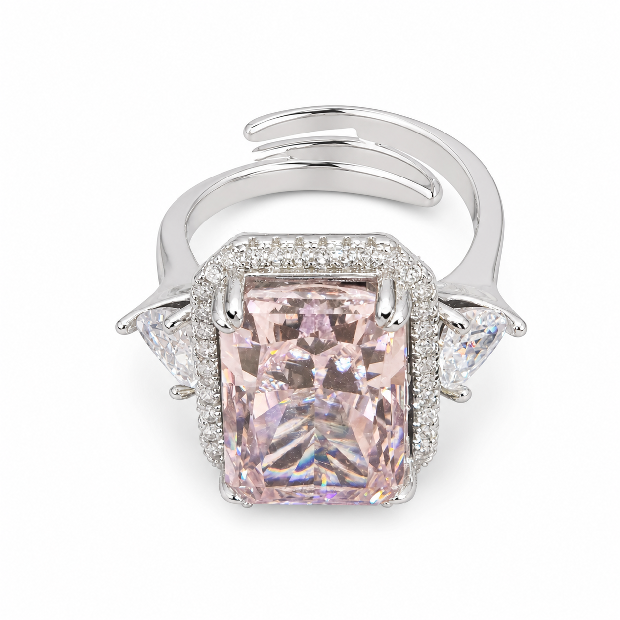 Blush Radiance Emerald-Cut Ring on a white background