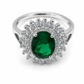 Emerald Halo Crown Adjustable Ring white background product image