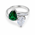 Emerald Teardrop Duet Adjustable Ring white background product image
