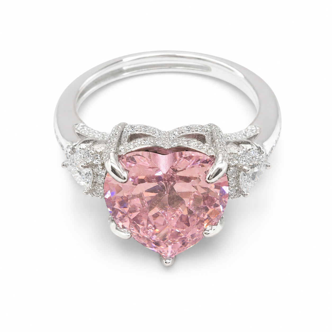 Heartlight Bow Adjustable Ring on a white background
