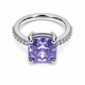 Lavender Cushion Zircon Adjustable Ring white background product image