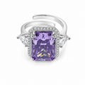 Lavender Halo Zircon Adjustable Ring white background product image