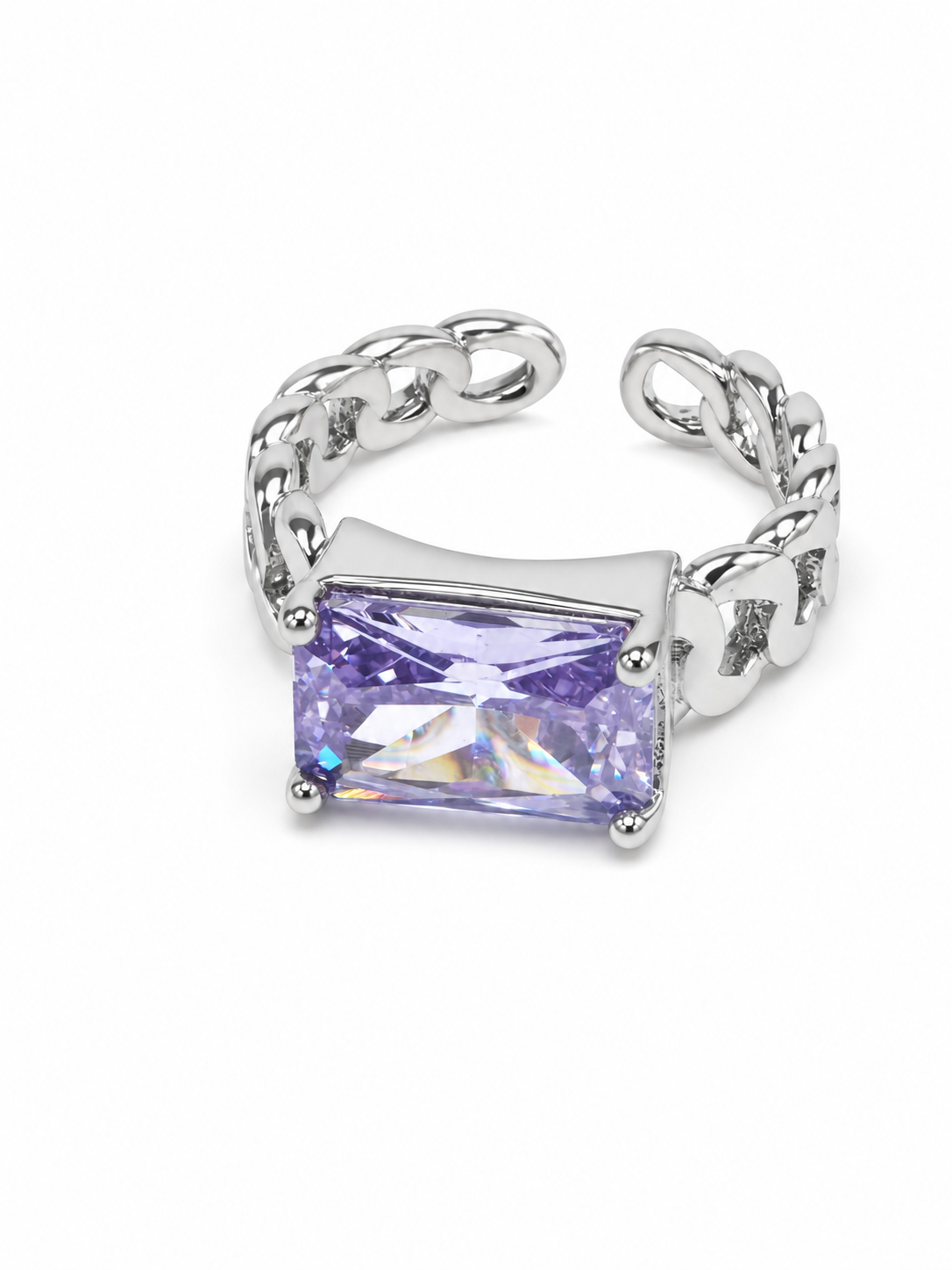 Lavender Link Zircon Adjustable Ring white background product image