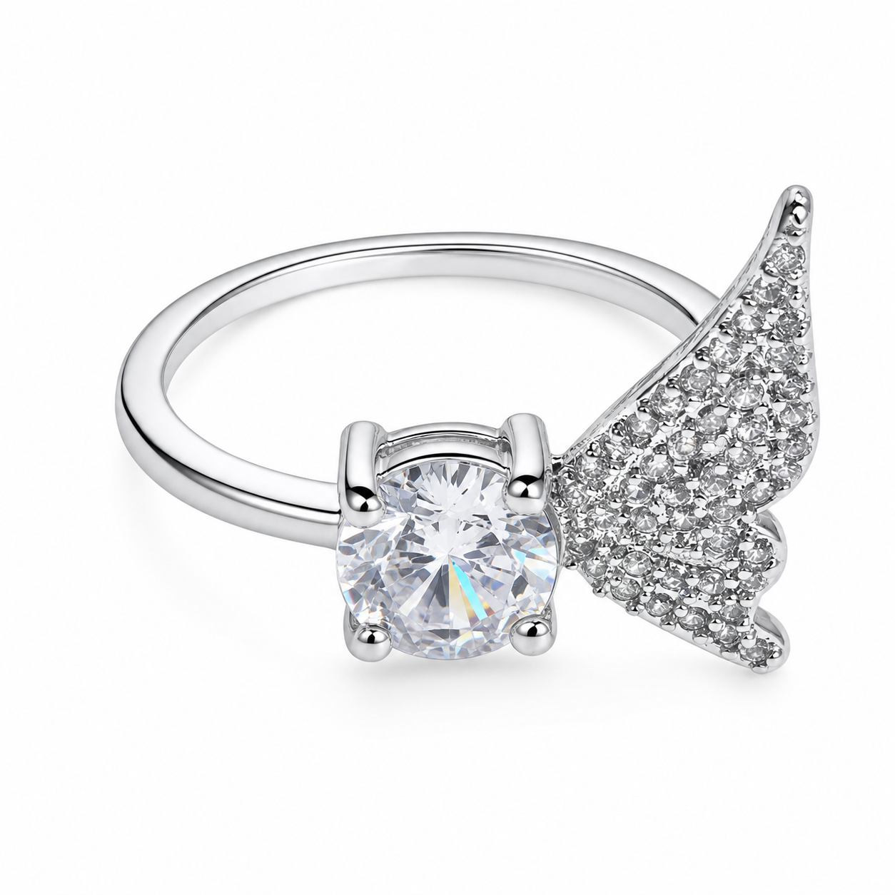 Moonlit Butterfly Zircon Adjustable Ring white background product image