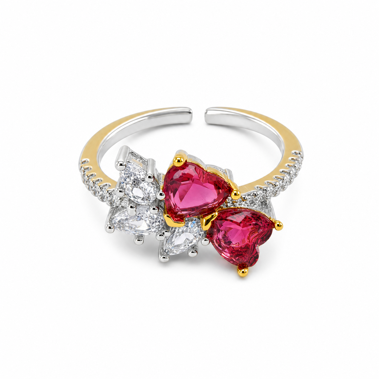 Ruby Heart Duo Adjustable Ring white background product image