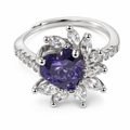 Violet Bloom Zircon Adjustable Ring white background product image